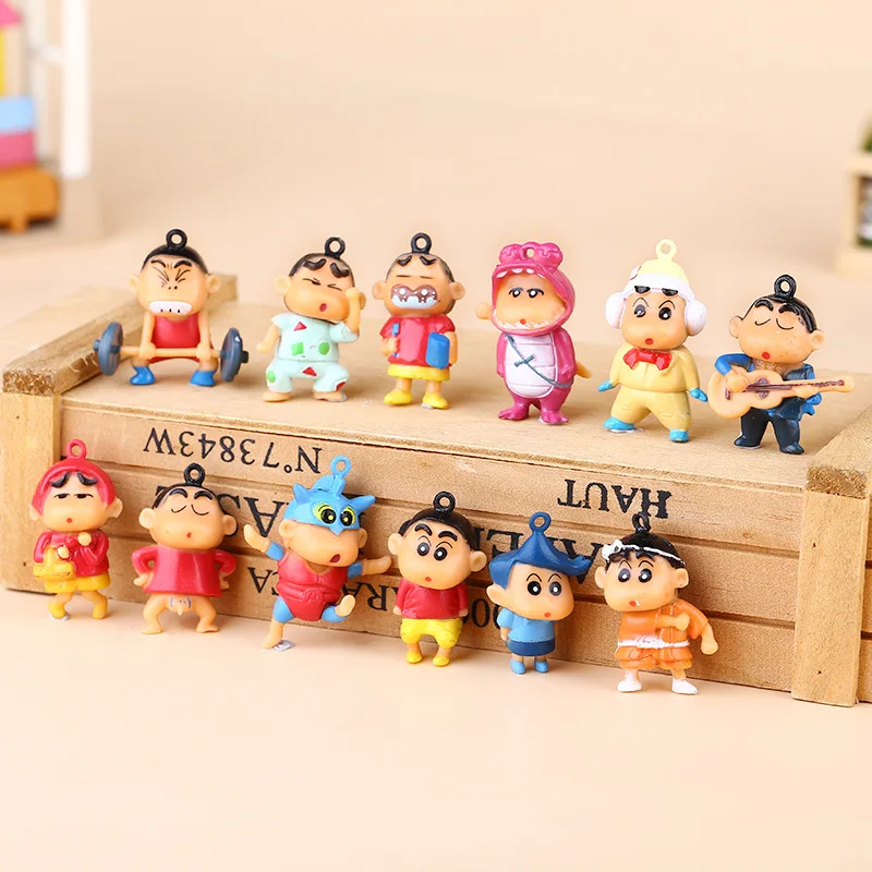 

1Pcs Random Style Crayon Shin-chan kawaii Micro landscape Desk Decor Action Figure Toy Keychain backpack pendant decoration Gift