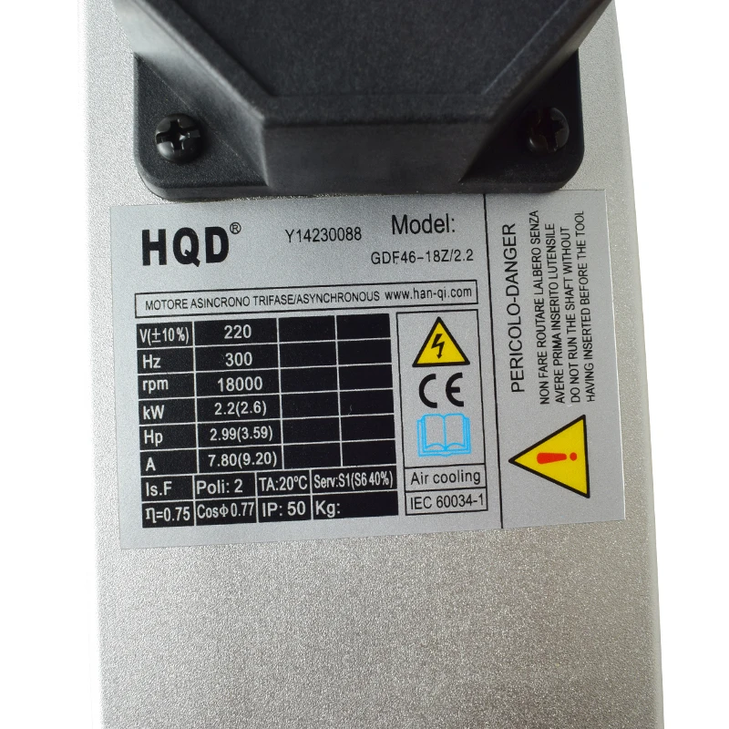 HQD GDF46-18Z 2.2kw Air Cooled Spindle Motor ER20 Wood Lathe Spindle With Bearing For CNC Milling Drilling Router Machine Tools