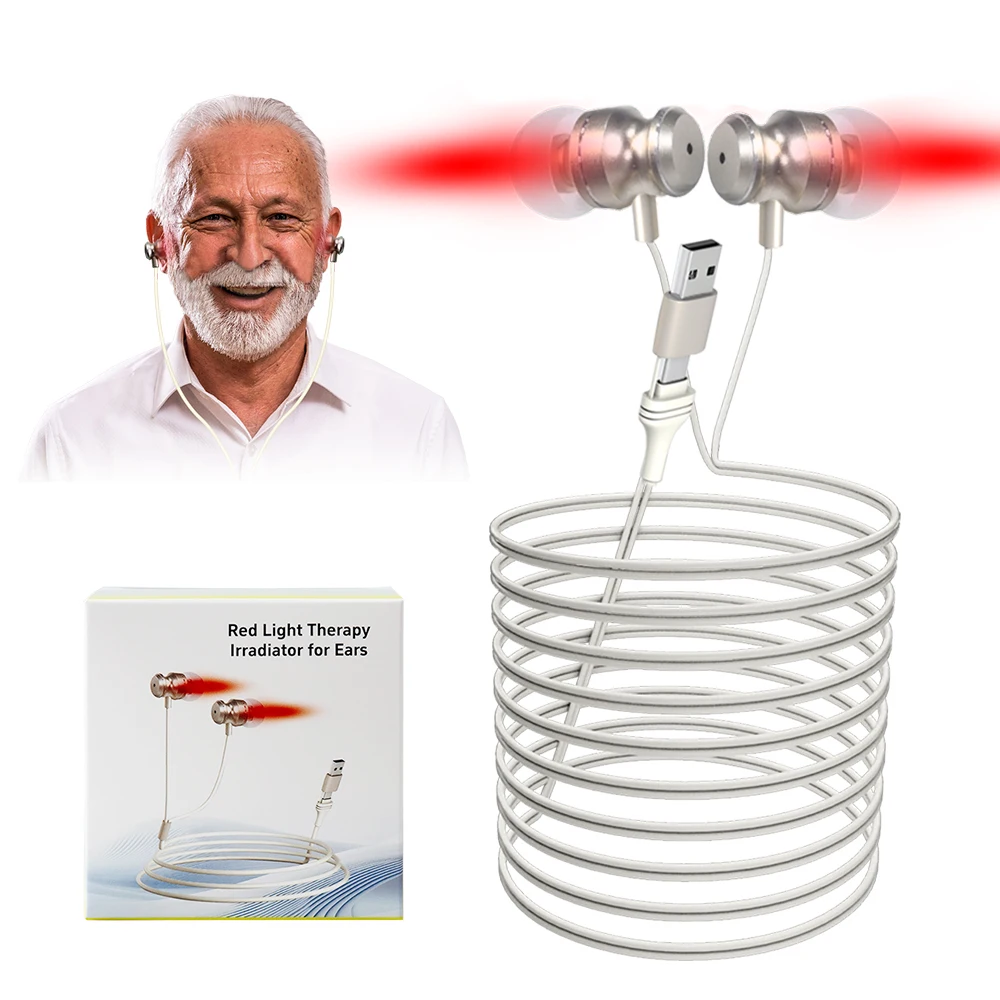 

650 нм красный свет шум уха лазерная терапия физиотерапия лечение отит глухота LLLT облучение беруши уход за слухом