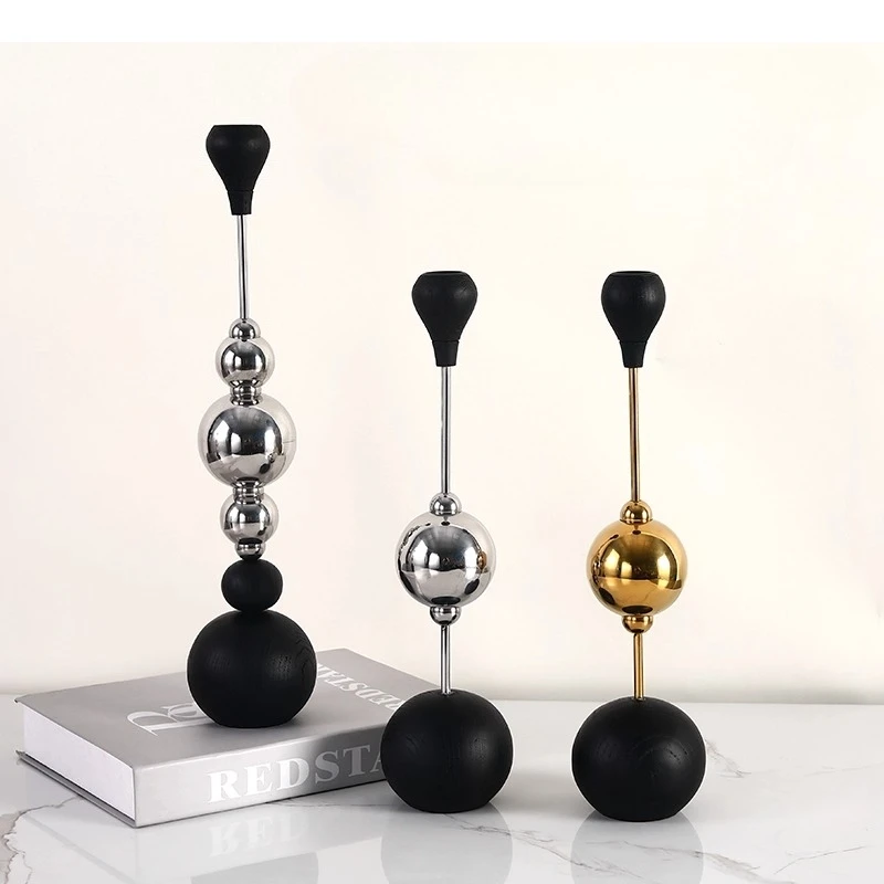 Metal Candlestick Stainless Steel Golden High-legged Candle Holder Round Metal Candlestick Ornament Wedding Decoration
