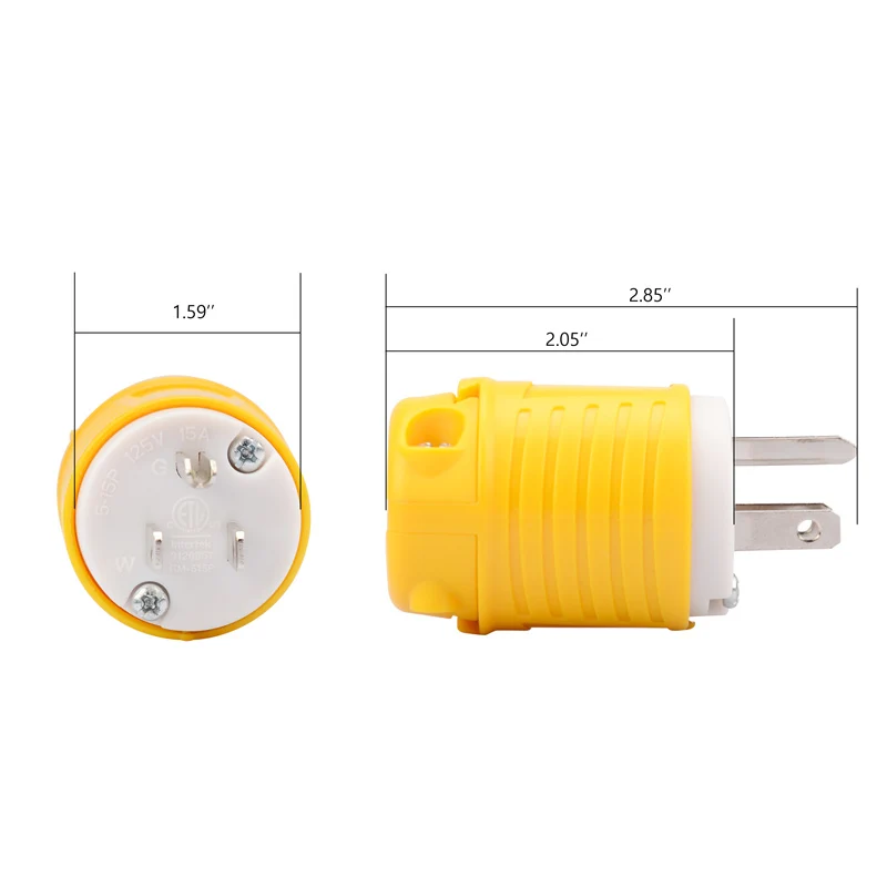 America NEMA 5-15P US Connector 15A Extension Tripolar Wired Receptacle Male Female Anti-Loose Locked Plug ETL certification