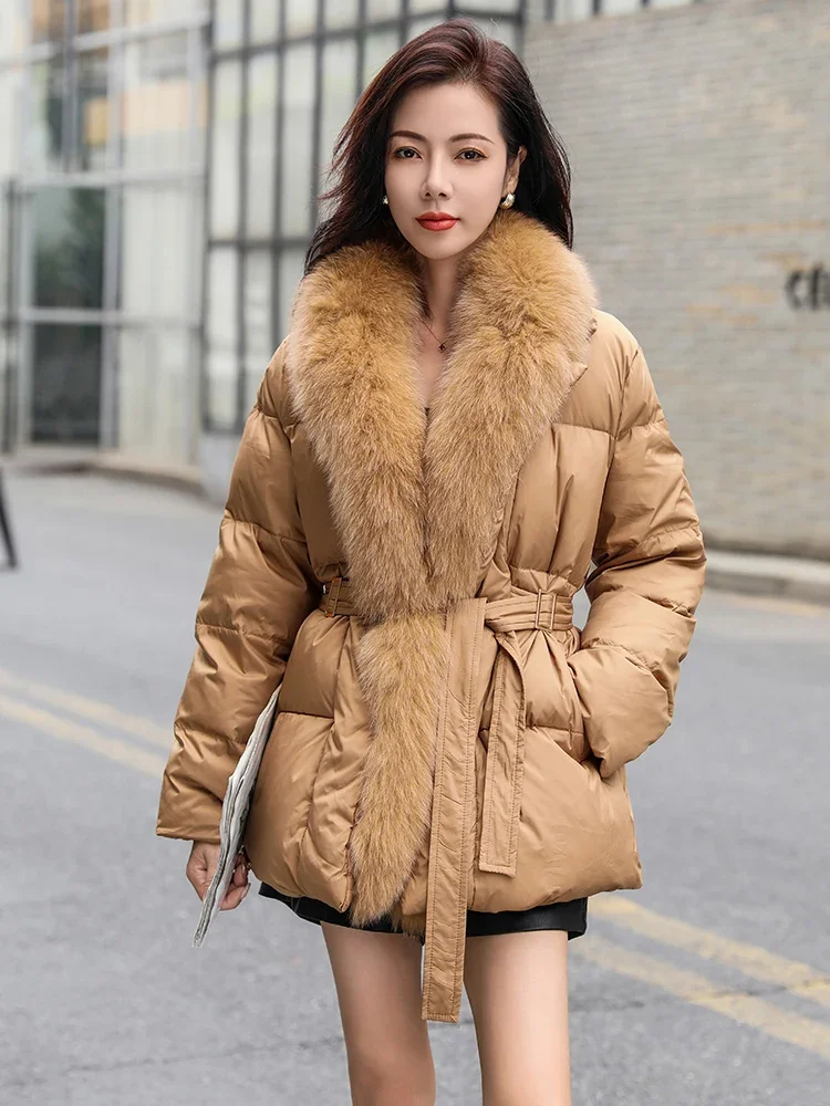 

Down Jacket with Real Fox Fur Collar for Women, Short Duck Down Jacket, High-end Luxury Coat, New Winter Coat, 2024