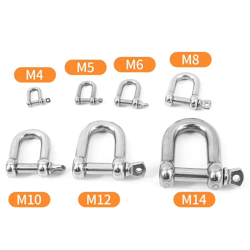 1 pcs 316 stainless steel Dee shackles D shackle Antirust screw for towing sale lifting and lifting Marine Lug M4-M32