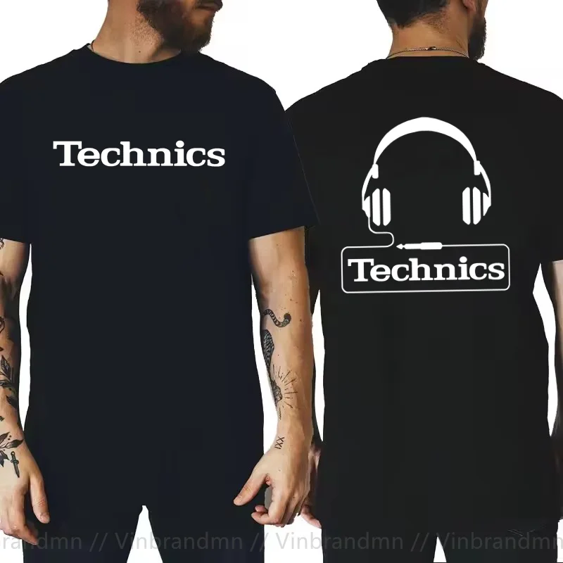 Technics Headphone Print T Shirts Men Disco DJ Party House Detroid Harajuku Fashion T Shirt Oversized T-shirt Trendy DJ Tee Tops