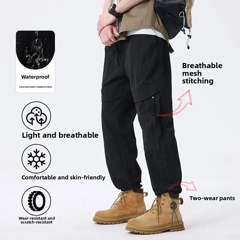 Sommer Angeln Cargo Hosen männer Trendy Retro Wasserdicht Schnell trocknend Dünne Hosen Mann Beiläufige Laufende Sport Jagd Arbeit Hosen