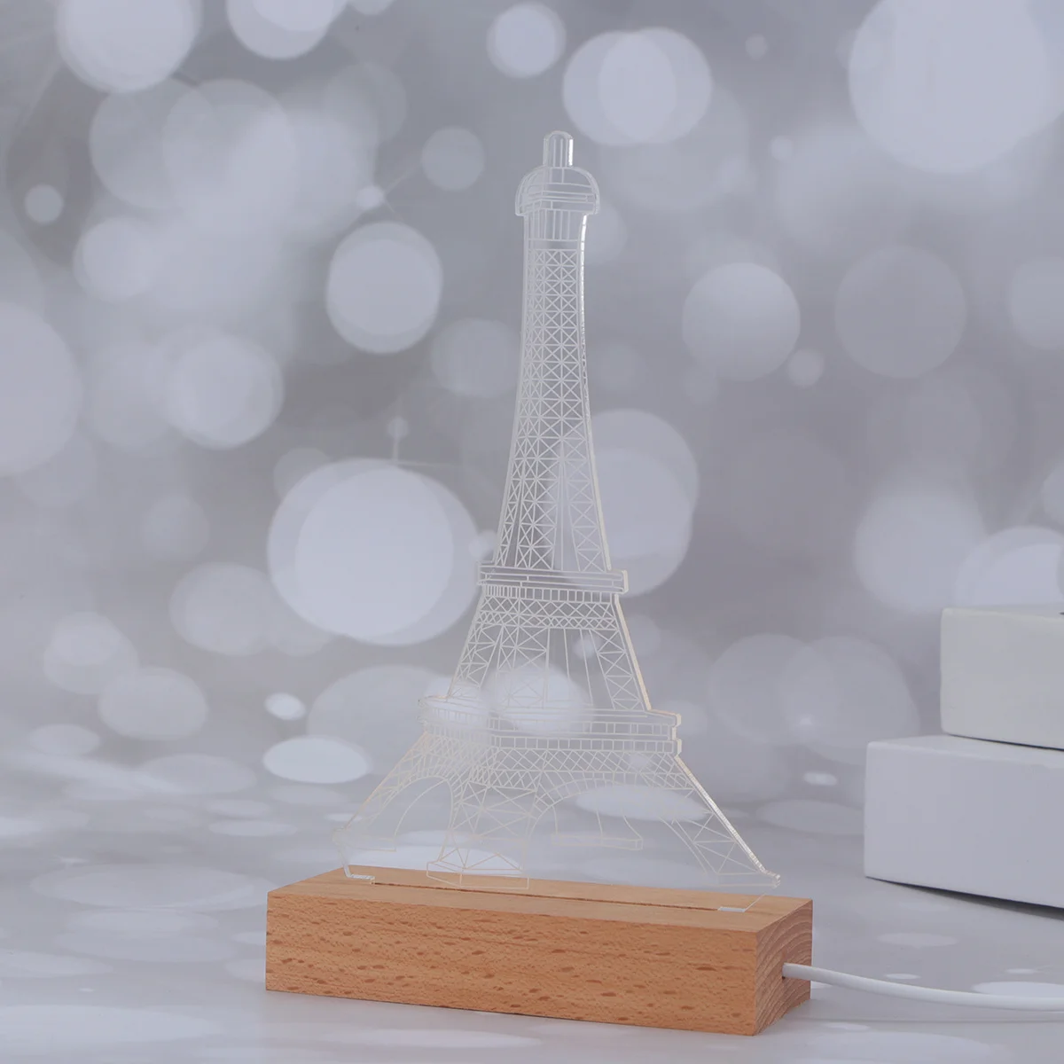 ثلاثية الأبعاد الوهم ليلة مصباح LED ضوء دافئ قاعدة خشبية USB بالطاقة ديكور المنزل غرفة طبق من الأكريليك الوهم الخفيفة