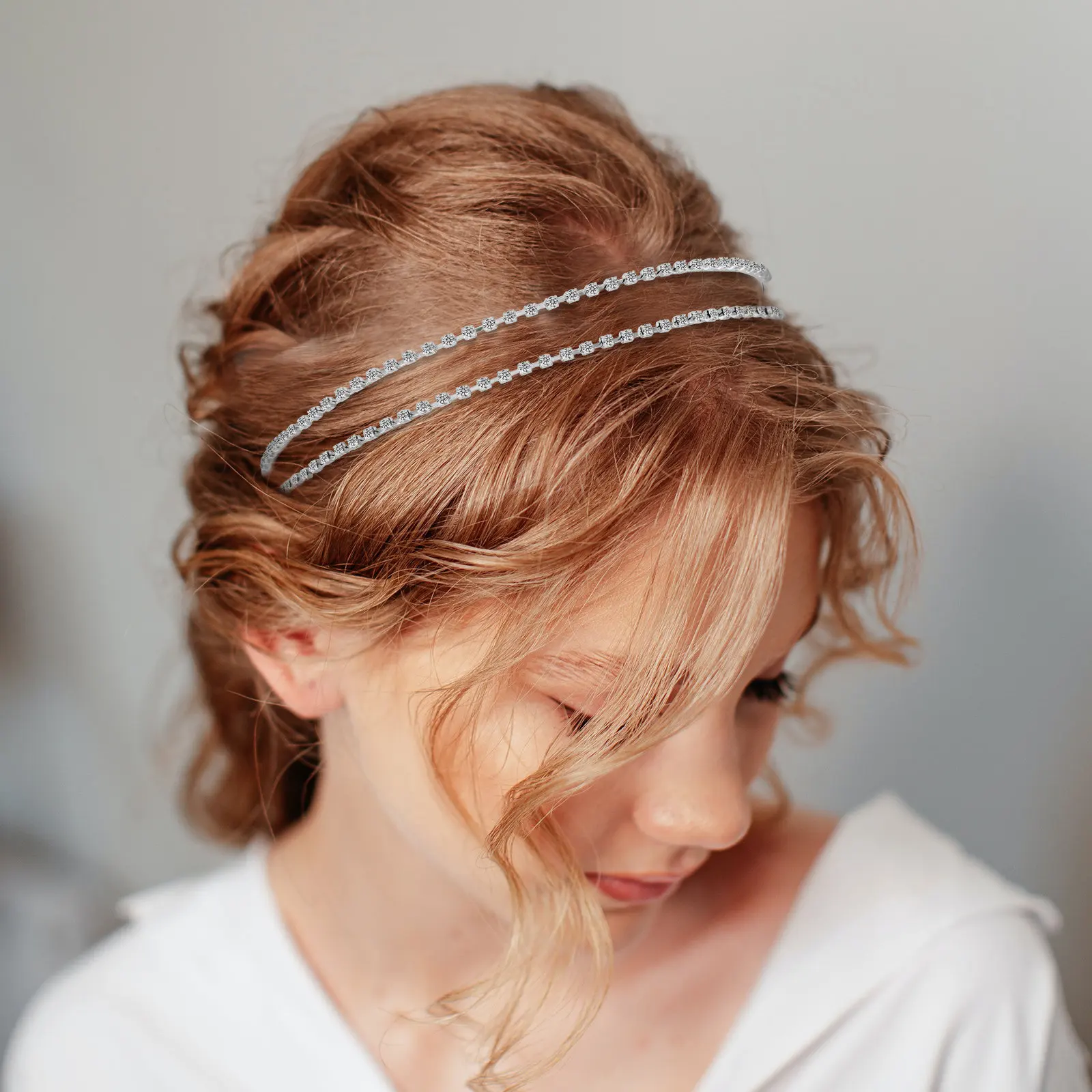 

4 шт. тонких металлических блестящих ободков для волос со стразами, свадебный головной убор, элегантный декоративный аксессуар для волос для женщин