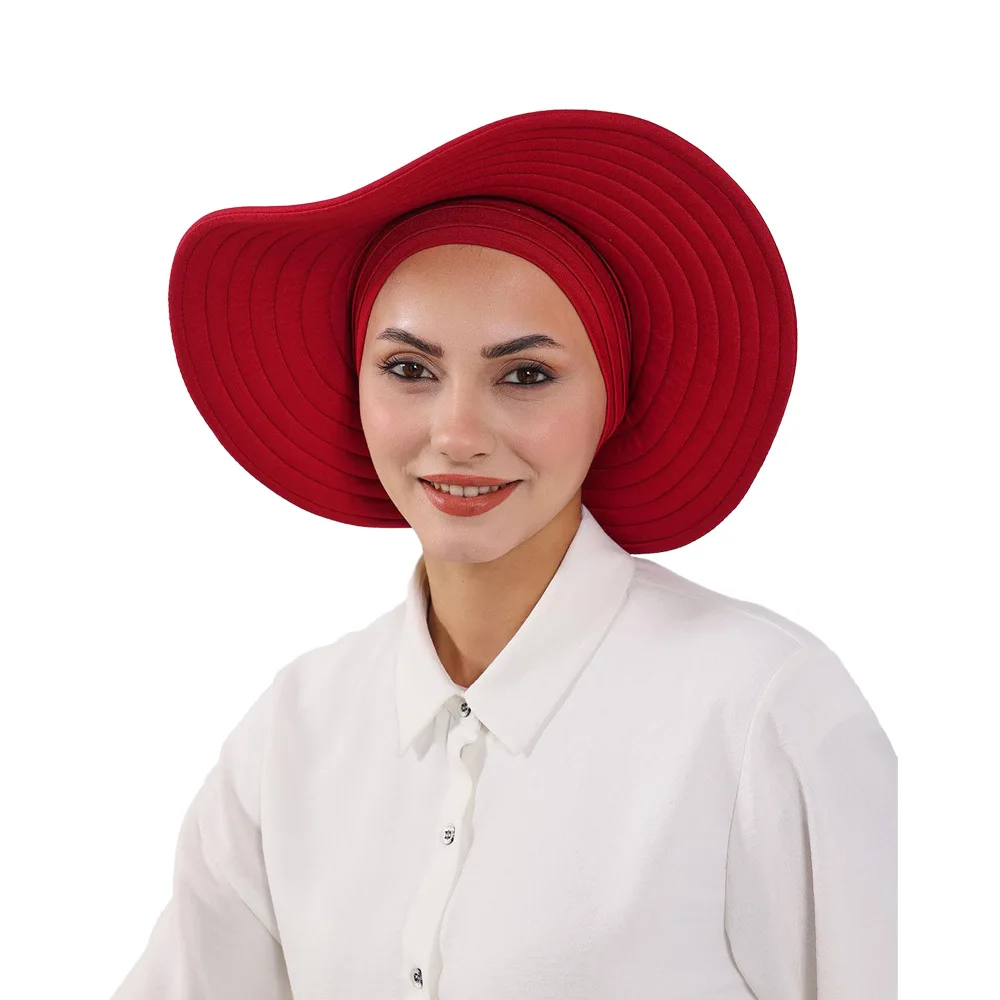 New Women's Summer Sun Hat with Base Cap, Wide Brim Turban Foldable Sun Protection Cap for Outdoor Travel