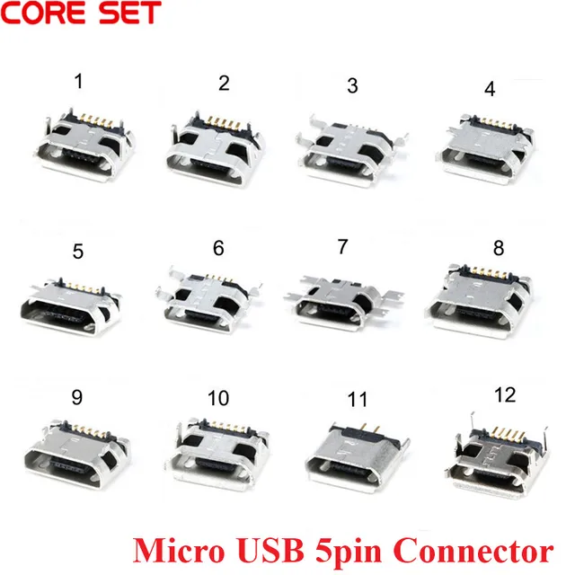 10 sztuk Micro USB 5pin złącze żeńskie gniazdo rodzaj USB B Port 12 modeli SMD DIP złącze wtykowe wtyczka na telefon z systemem Android złącze