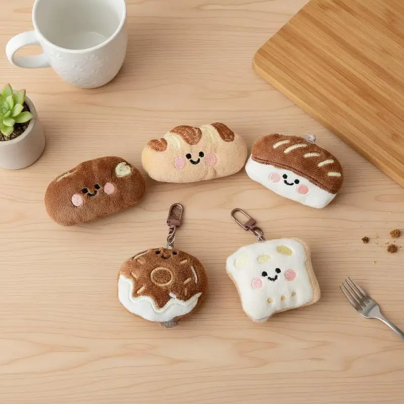 Leuke Cartoon Donut Brood Pluche Decoratie Hanger Sleutelhanger Kawaii Gesimuleerde Voedsel Gevulde Pop Rugzak Hanger Accessoires Geschenken