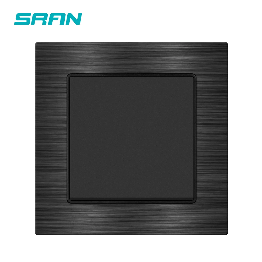 SRAN Button Light switch 1gang 1way,Aluminum Alloys Panel 82 * 82mm,eu uk Wall switch for home improvement