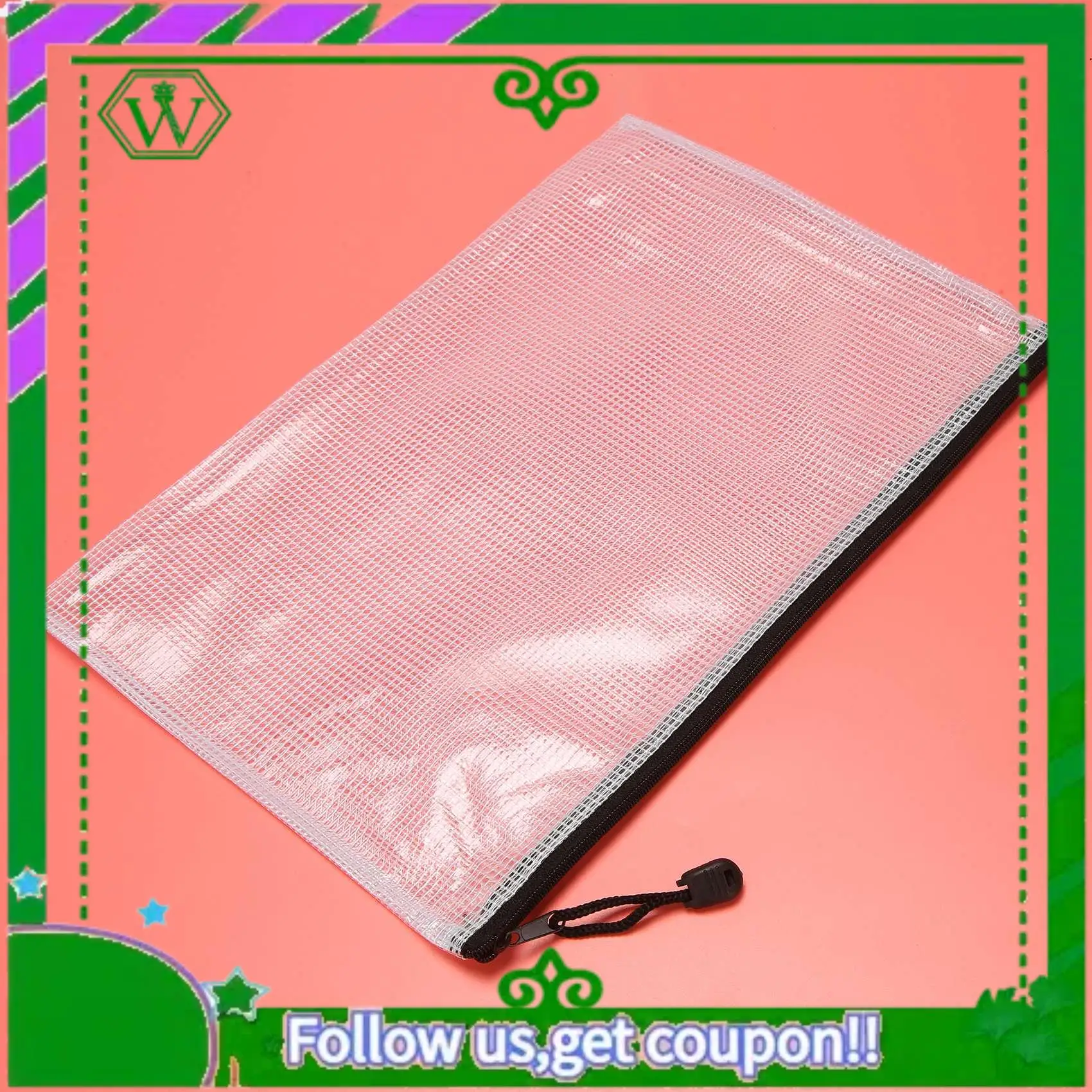 

Reliable-12 Pcs Zipper File Bag A4 Zipper Mesh Bag Board Game Storage Bag PVC File Bag Office Supplies Storage Bag (34Cmx24cm)