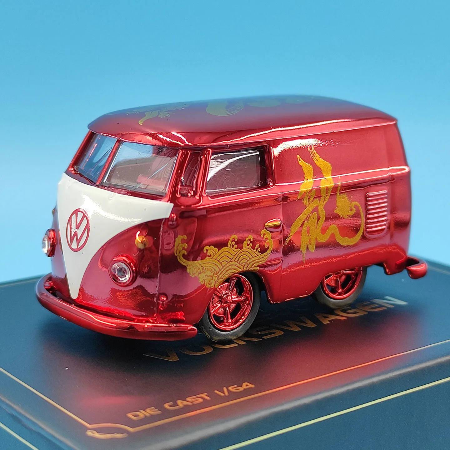 Diecast HY Model 1:64 Scale VW 1960 Red Alloy Car Model