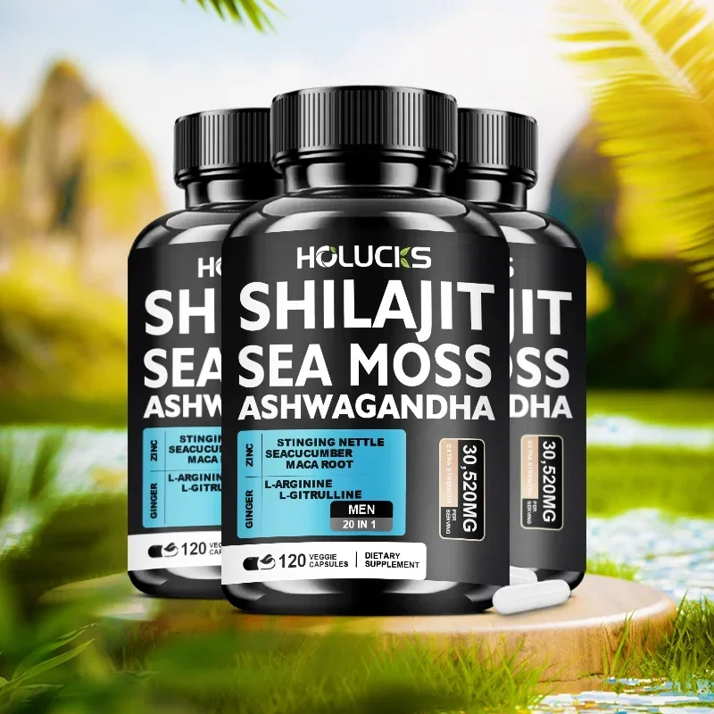 20-in-1 Sea Moss Shilajit Ashwagandha with Black Seed Oil for Men, Ashwagandha , L-Arginine, Shilajit, Sea Moss , L-Citrulline