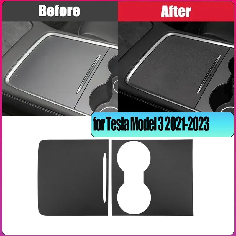 

For Tesla Model 3 2021-2023 Highland 2024 Suede Center Console Protector Central Panel Cover Film Sticker Car Accessories