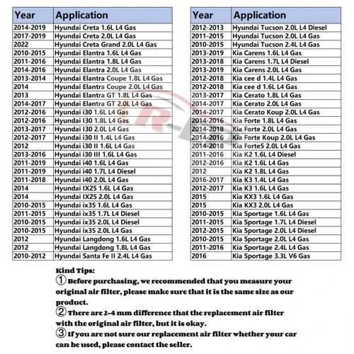Imagen 2 del producto Filtro de aire de repuesto para KIA CEED SPORTAGE FORTE CARENS, filtro de entrada de aire de alto flujo para HYUNDAI ELANTRA TUCSON IX35 I40 I30