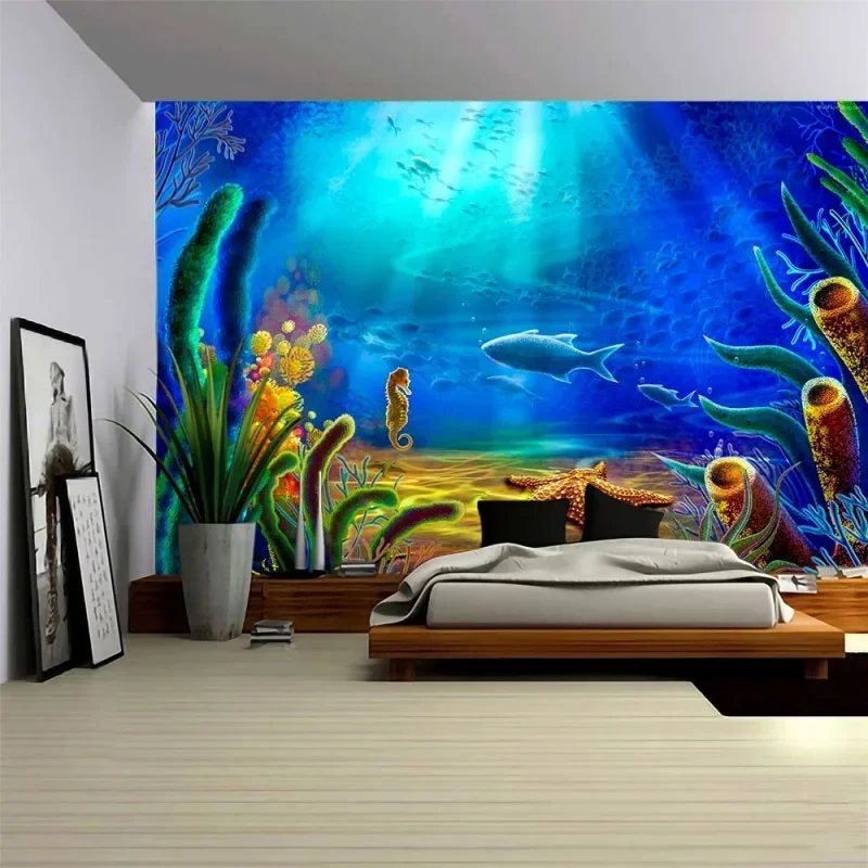 Ocean Art Tapestry Dream Sea World Animals Wall Hanging Bedroom Decor Wall Hanging Tapestry Curtain Background Room Decorations