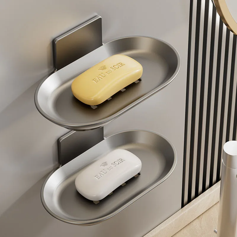 

Алюминиевая коробка для мыла в ванной комнате без перфорации со сливным поддоном, настенная коробка для хранения мыла, настенная подставка для мыла