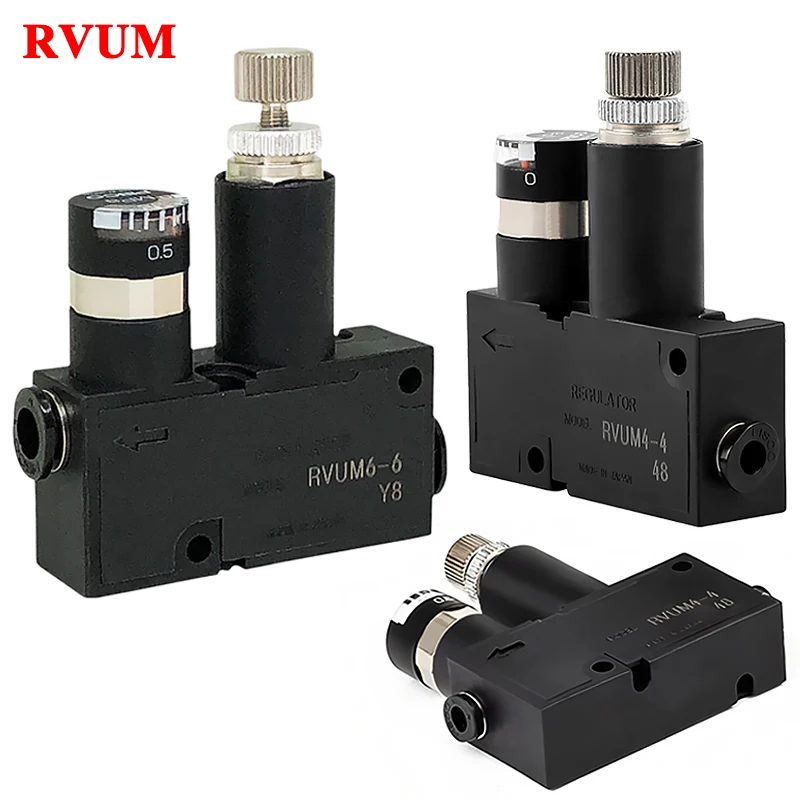Pneumatic Regulating Small Pressure Valve RVUM6-6 RVUM6-4 RVUM8-8 Quick Plug Air Control Pressure Reducing Valve RVUM8-6 RVUM4-4