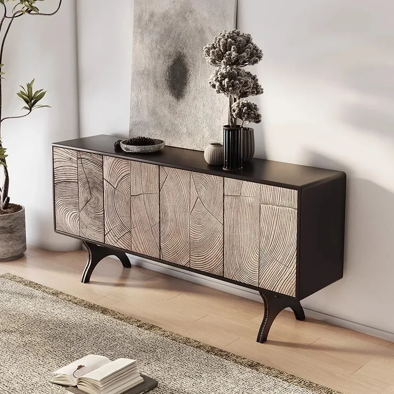 Modern minimalist medieval style living room creative retro art solid wood decoration entrance cabinet