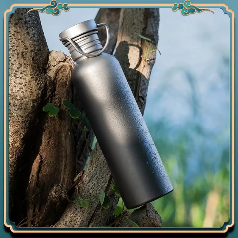 

Latest 750Ml Titanium Water Bottle Outdoor Camping Supplies Tourism Sports Cycling Hiking Camping Water Bottle With Cup Sleeve