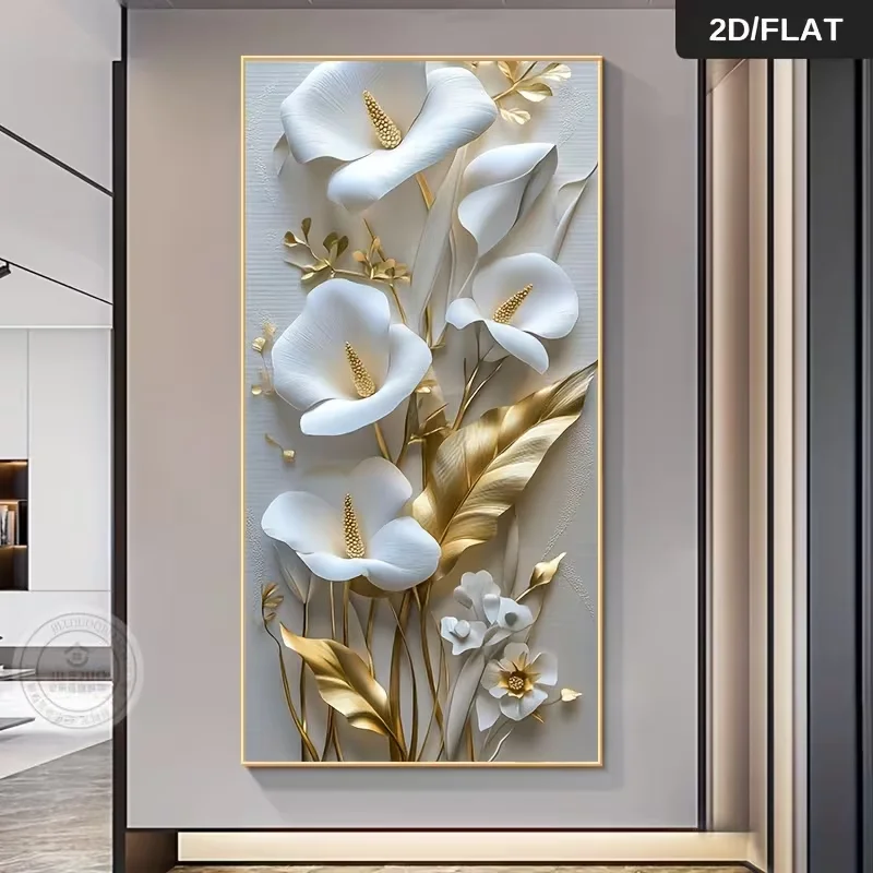 (1PC Unframe)2D Flat, 2D Flat, Frameless Modern Abstract White Canvas Art - Large Size Wall Decoration Suitable for Living Rooms