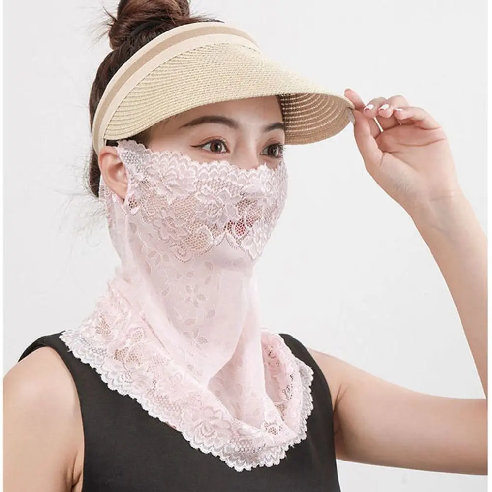 Écharpe de protection solaire en dentelle pour le visage, bandana réutilisable, bande de sauna pour les oreilles, anti-UV, lavable, nouveau, été