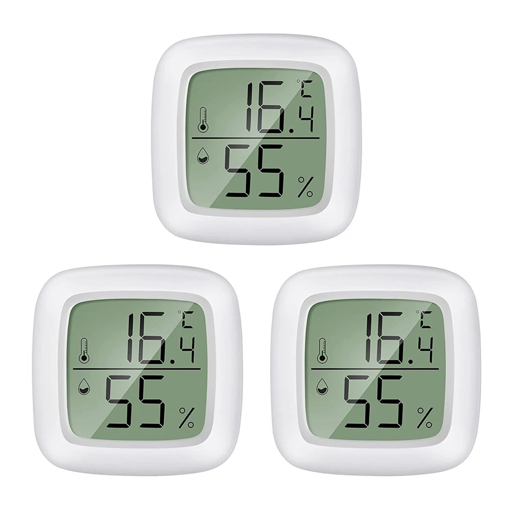 Mini LCD Digital Thermometer Hygrometer Pack of 3 Humidity Meter Thermometer Indoor Suitable for Baby Room, Senior Room