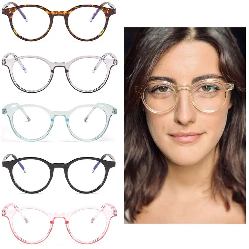 

Fashion Round Vintage Flat Mirror Eyewear Radiation Protection Computer Gaming Eyeglasses Blue Light Blocking Glasses