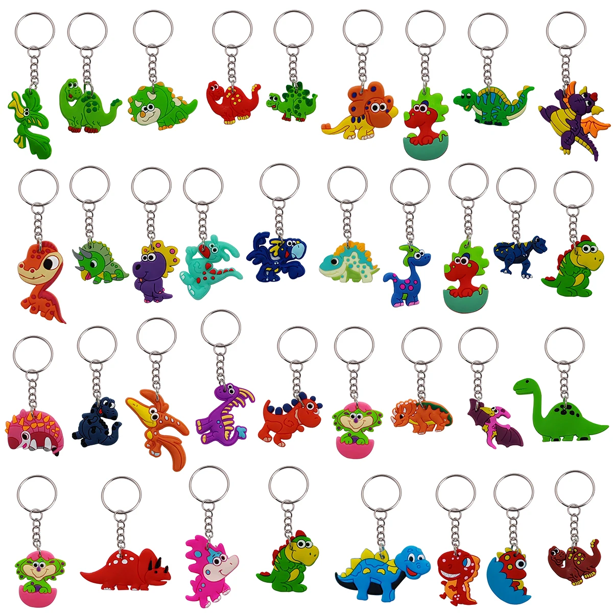 36 Stück Cartoon-Tier-Schlüsselanhänger, Mini-Dinosaurier-Schlüsselanhänger als Klassenzimmerpreise, Dekoration für Handtaschen, Geburtstagsparty-Geschenke – Detail 2