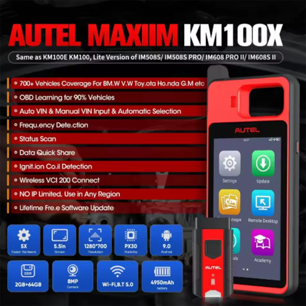 Autel MaxiIM KM100 Key Fob Programmer Immobilizer Tool Key Creation IMMO Learning Chip Read Write Cloning PK AUTEL