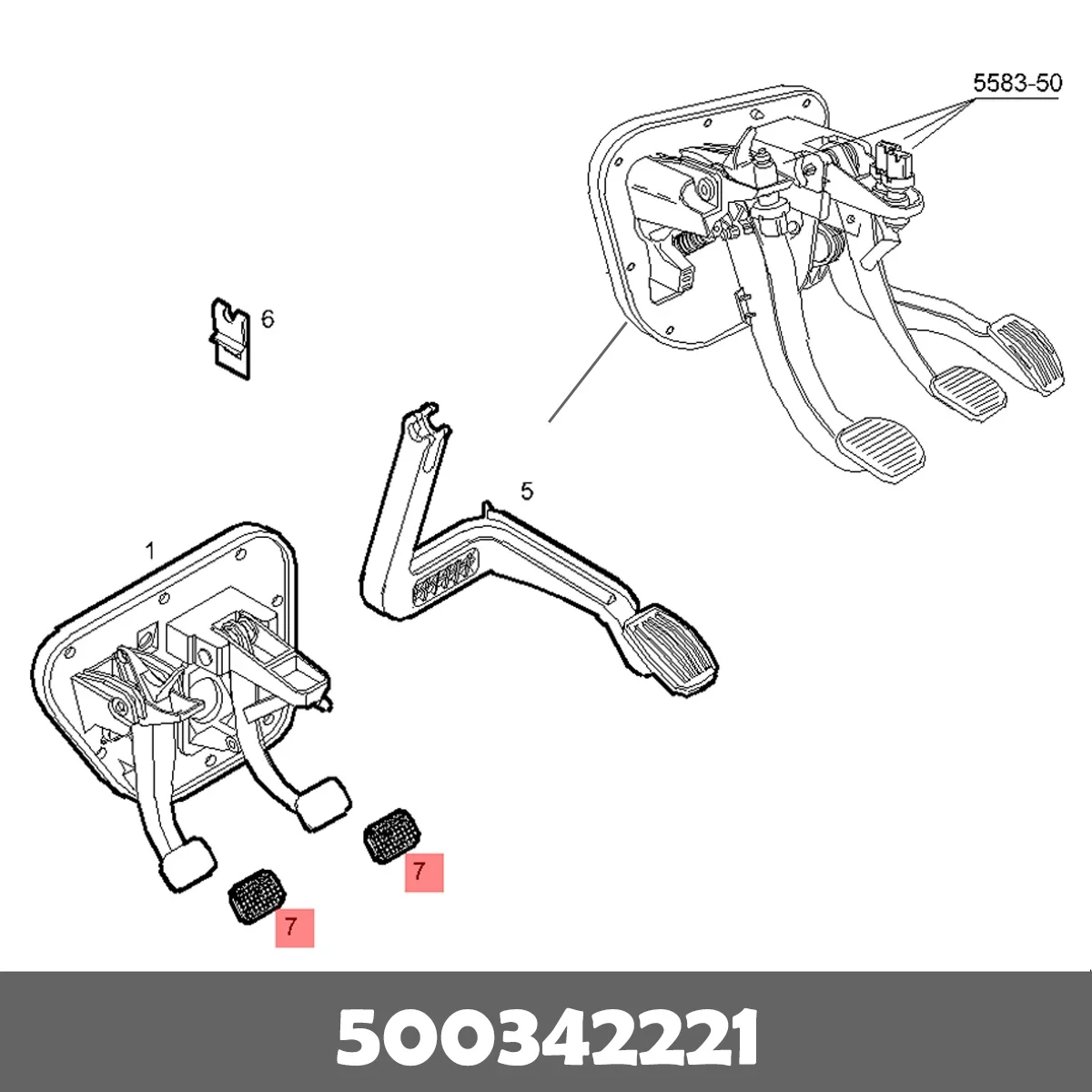 مخلب بدال فرامل غطاء المطاط ل Iveco Daily III IV V 2006 2007 2008 2009 2010 2011 2012 2013 2014 استبدال 500342221