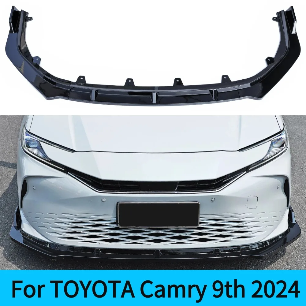 For 3PCS Toyota Camry 9th Gen 2024 Front Bumper Splitter Spoiler Gloss Black Or Carbon Look ABS Material Auto Refit Accessory