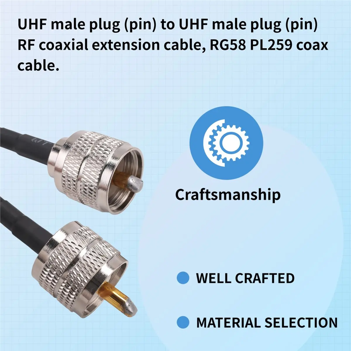 #29M 15M 50 Ohms CB Radio Antenna Cable UHF Male to UHF Male Low Loss UHF,antenna cable,(plastic + metal)