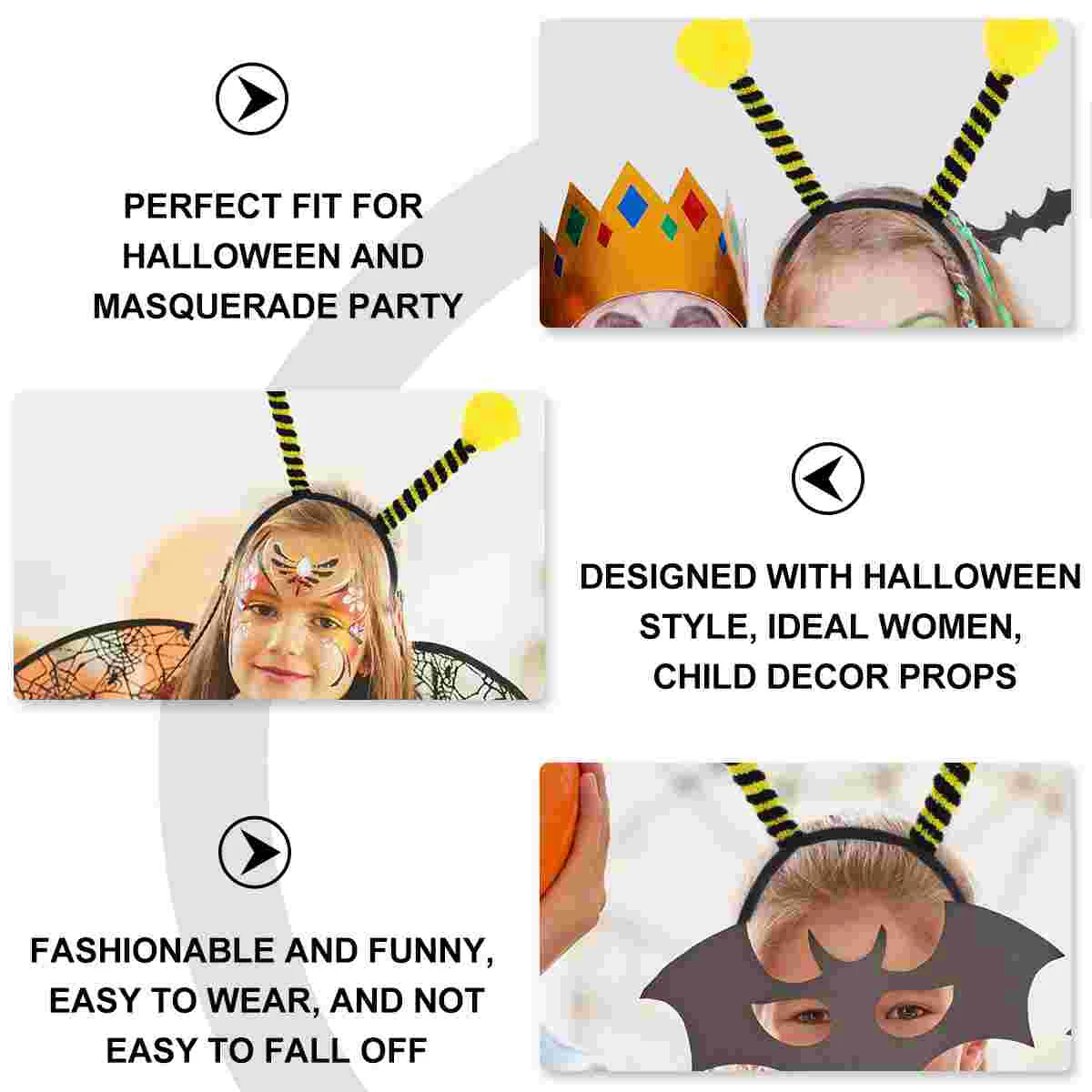 12 Pcs Adult Costume Insect Antenna Headband Hair Hoop Woman Bee Headbands for Women Makeup