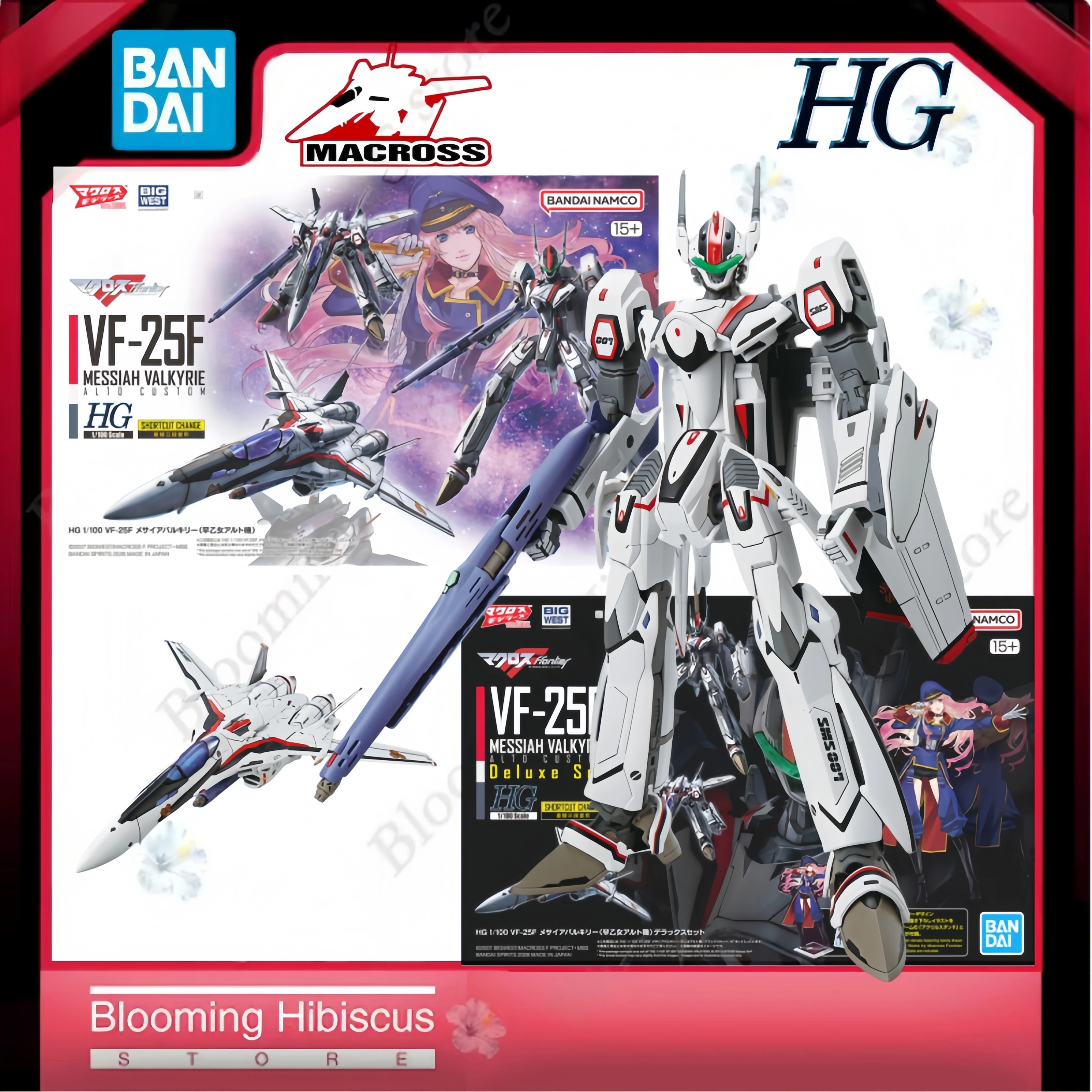 

Конструктор Bandai HG 1/100 VF-25F Messiah Valkyrie (Alto Custom) по мотивам аниме Macross Frontier, оригинальная пластиковая модель для сборки