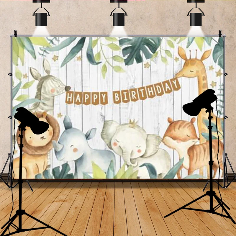 Фон для фотосъемки с изображением слона для новорожденных, реквизит на сто дней, первый день рождения, животные, фон для фотостудии WP-24