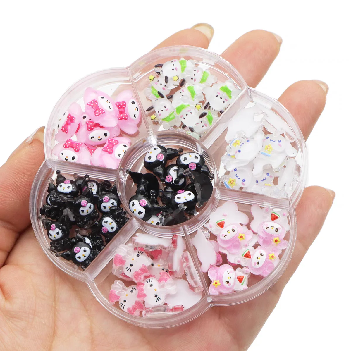 70Pcs Kuromi Nail Art Decor Kawaii Pochacco My Melody Cinnamoroll Gems Charms Jewelry for Manicure DIY Nail Rhinestone Gift