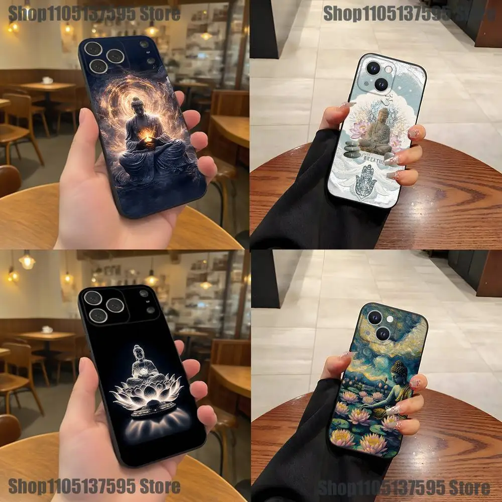 

Buddha Art Pattern Phone Case For iPhone 17,16,15,14,13,12,11,Pro,XS,Max,XR,Plus,E,SE4,Mini Black Soft Cover