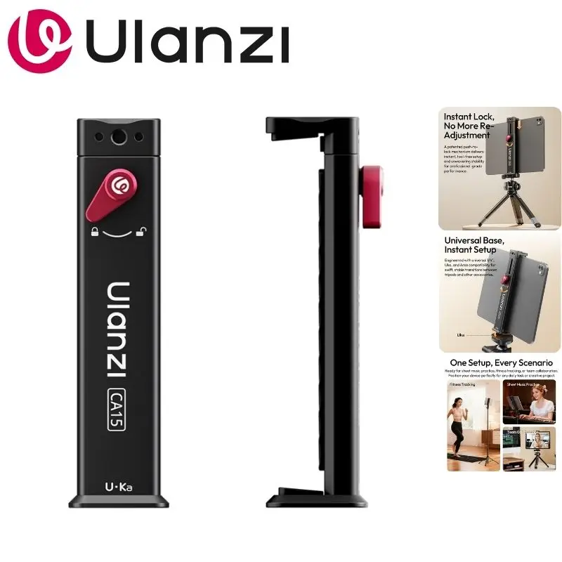 

Крепление для планшета Ulanzi CA15 OneLock с креплением Cold Shoe и резьбой 1/4 дюйма, регулируемое по ширине (13,5-22 см) для iPad Pro, Air, Mini, фитнеса, музыки и тренировок