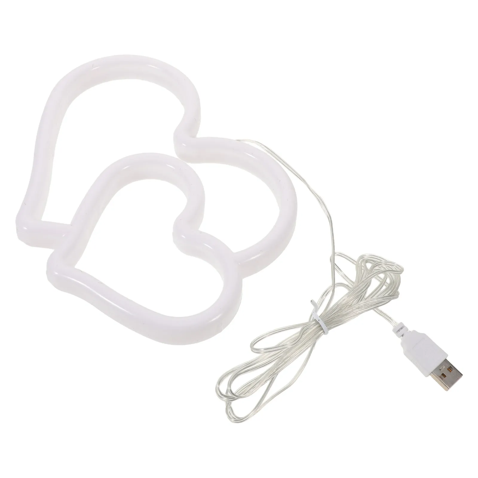 

Неоновая лампа с двойным сердцем, светодиодная лампа с питанием от USB, романтическая неоновая лампа в форме сердца для украшения спальни на День святого Валентина, свадьбу, вечеринку