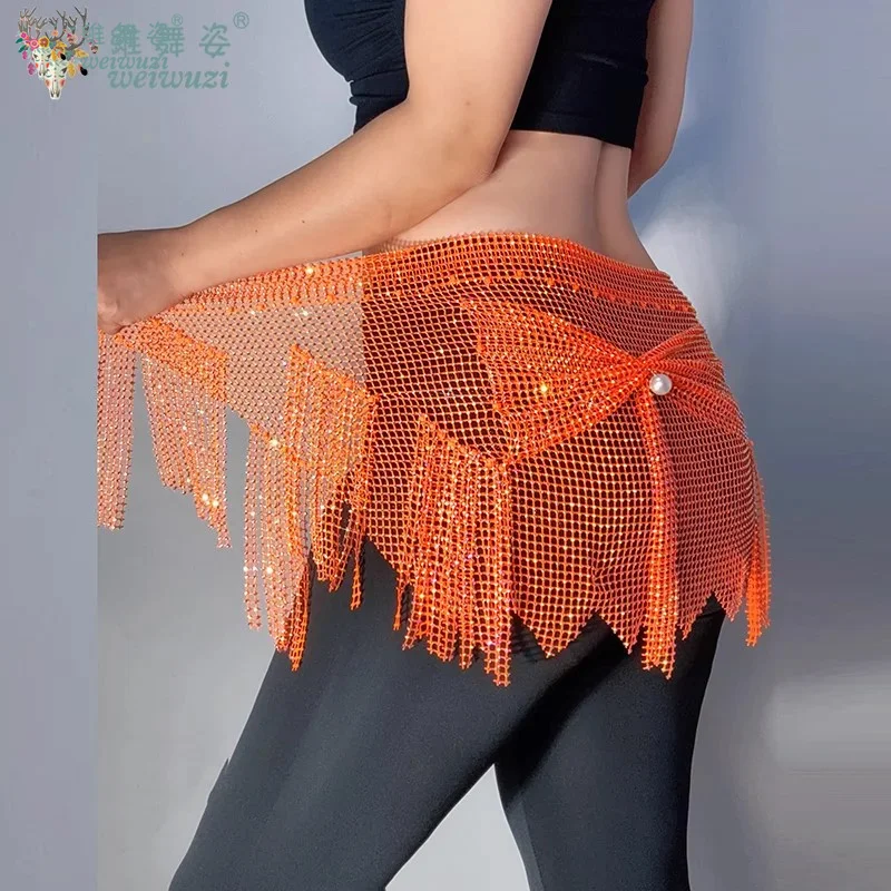 벨리 댄스 연습 액세서리 여성용 패셔너블하고 귀여운 리본 AB 스톤 벨트 성인 및 어린이용 오리엔탈 댄스 벨트