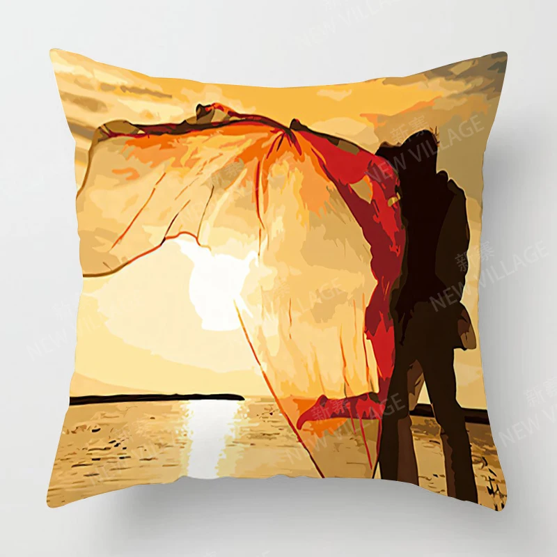 غير المؤطرة غرفة المعيشة المنزلي الديكور وسادة تغطي خمر النفط اللوحة نمط رمي وسادة غطاء 45*45 المخدة 40x40 سنتيمتر 50x50