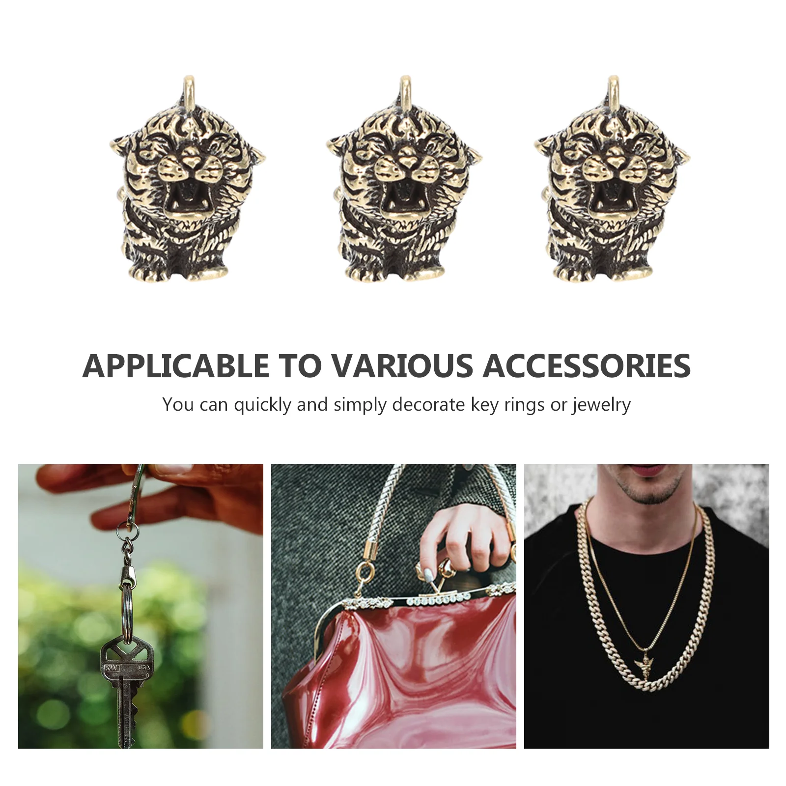 5 Pcs Key Chain Tiger Keychain Keychains Brass Craft Hanging Decor Enamel Charms Jewelry