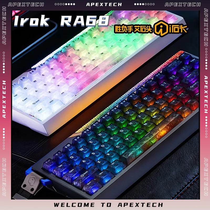 Irok RA68 Full Aluminum Magnetic Axis Mechanical Keyboard 65% Layout Hall Effect Switch Hot Swappable Gaming Keyboard PC
