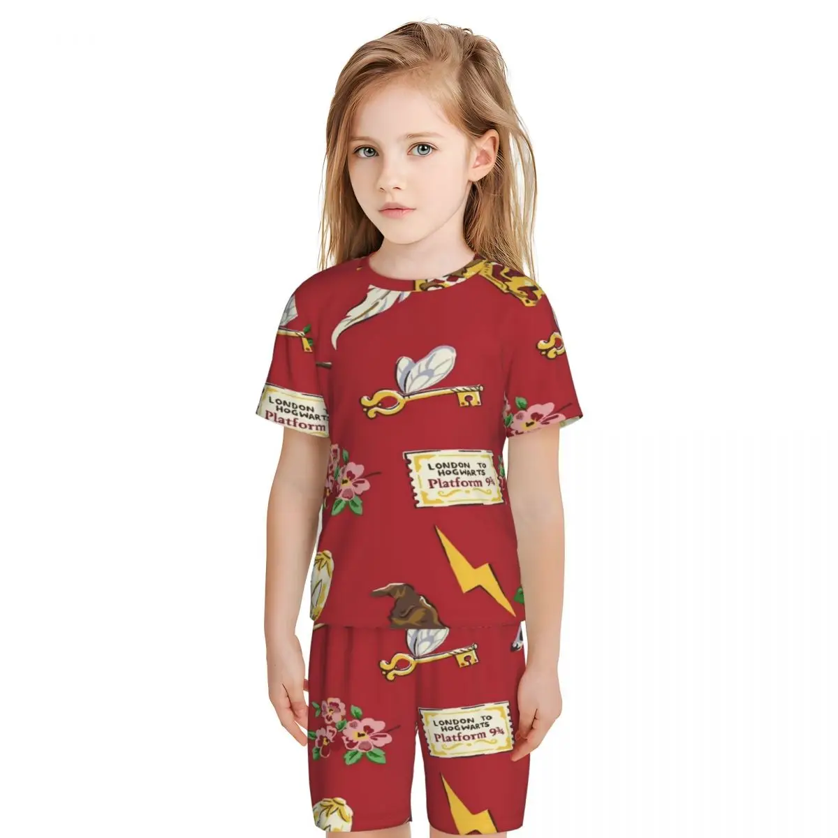 boy's girl's Pajamas Set Harry Potter Down Tops and Shorts Pajama 2 Piece Pyjama Nightwear Loungewear