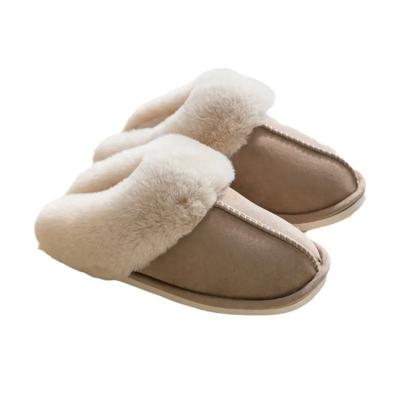 2024 Suede Cotton Home Slippers Warm Autumn And Winter Indoor Household Couples Thick Wool Slippers For Men And Women Slippers