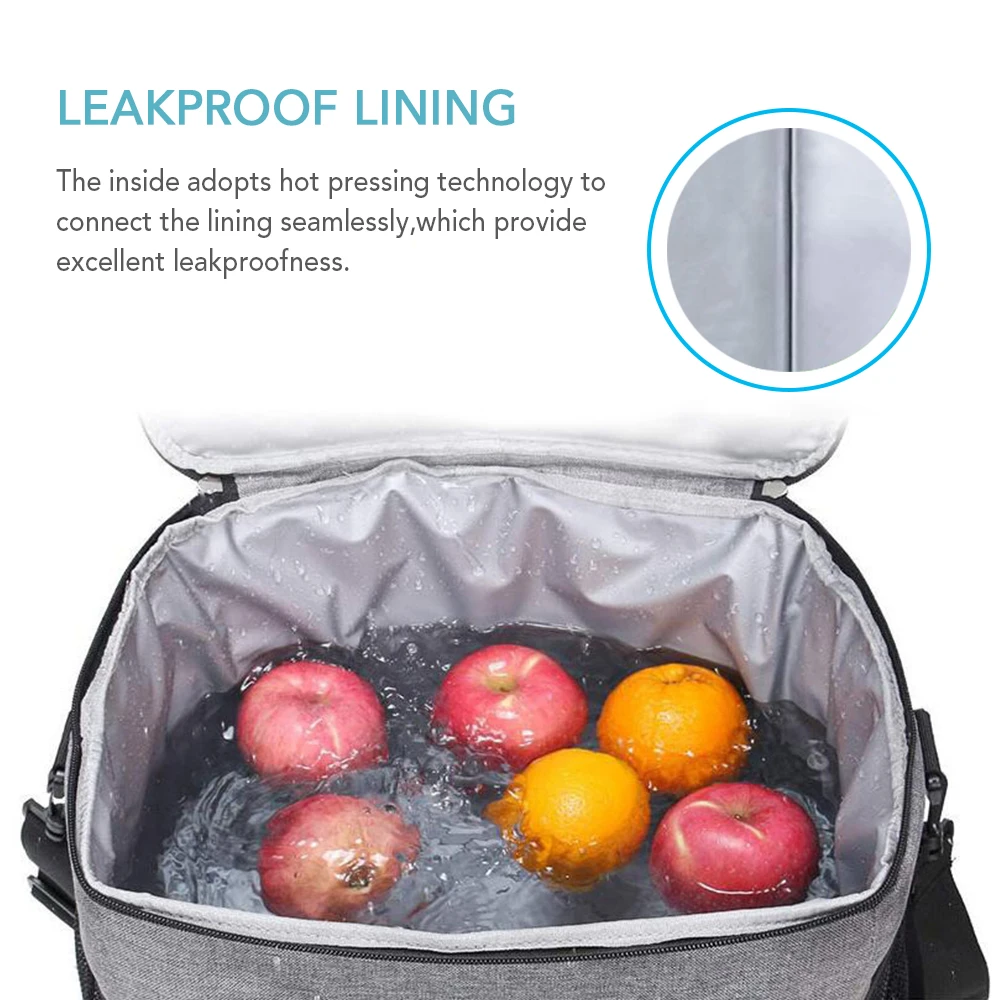 15L Portable Thermal Lunch Bag Food Box  Office Cooler Lunch Box Durable Waterproof Ice Insulated Case Camping Oxford Dinner Bag