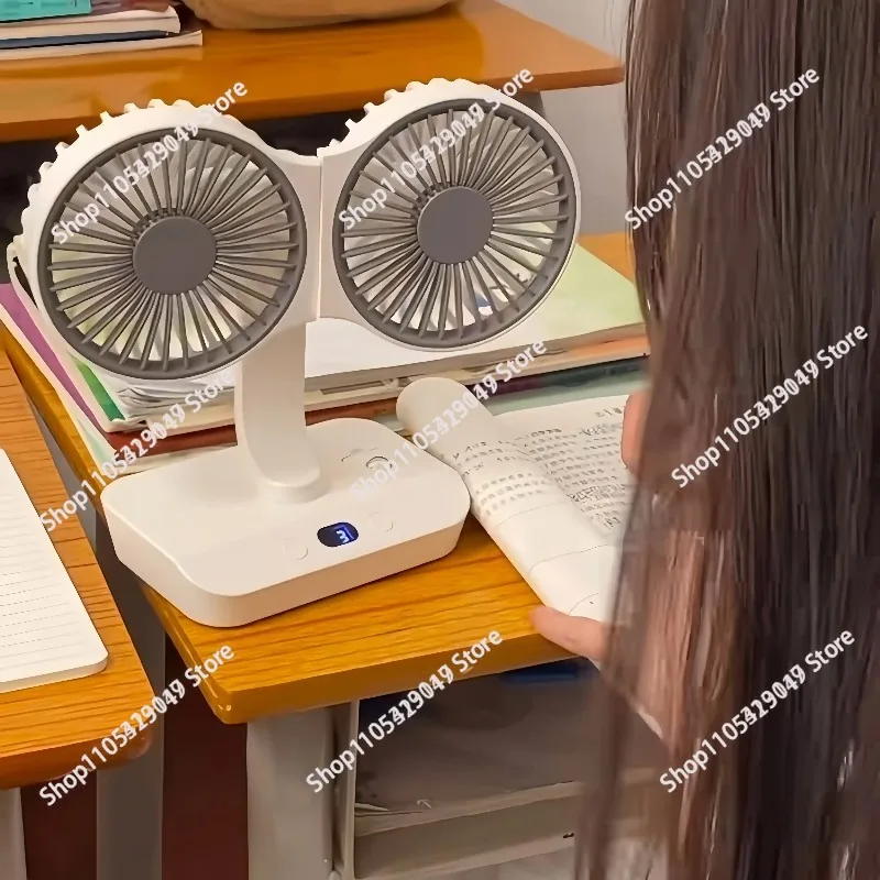 2026 Newly Upgraded Desktop Dual-head Fan - Silent, Multi-functional Wall-mount Fan for Home and Classroom Use