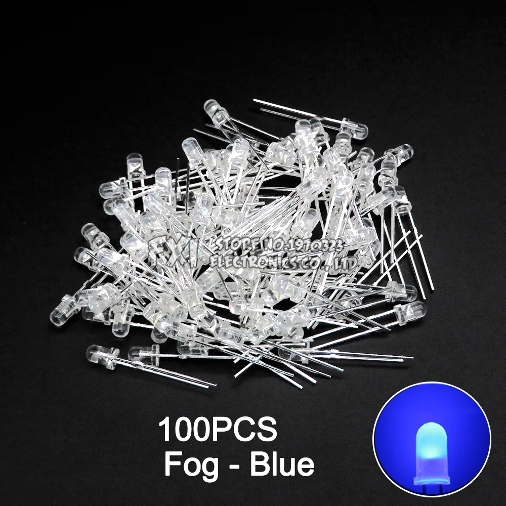 100PCS F3 LED Diode 3MM Sortiertes Kit Weiß Grün Rot Blau Gelb Orange Rosa Lila Warmweiß DIY Kit Leuchtdiode bxv